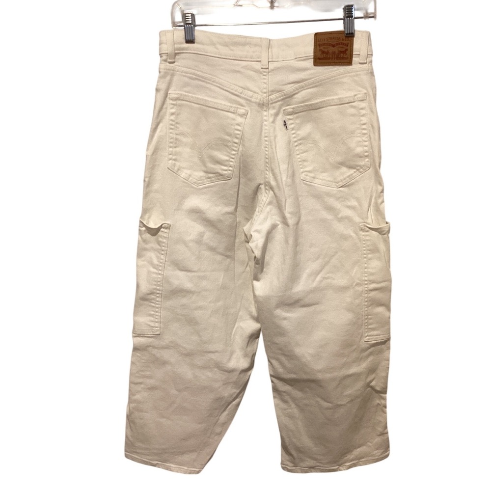 Levis Womens High Waisted Wide‎ Leg Crop Cargo Jeans White Size 29 Utility Pants